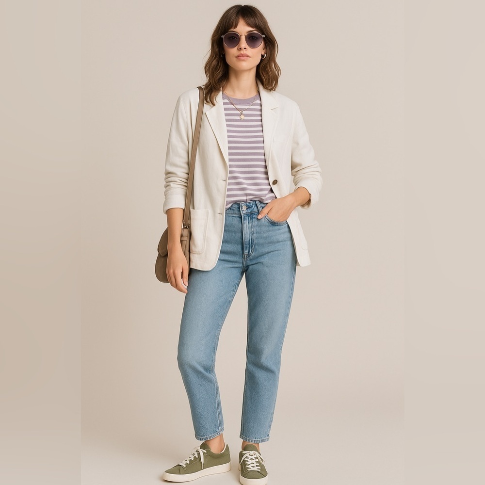 Free People “We the Free Cassandra” Oversized Blazer — Ivory / Cream, Size Large